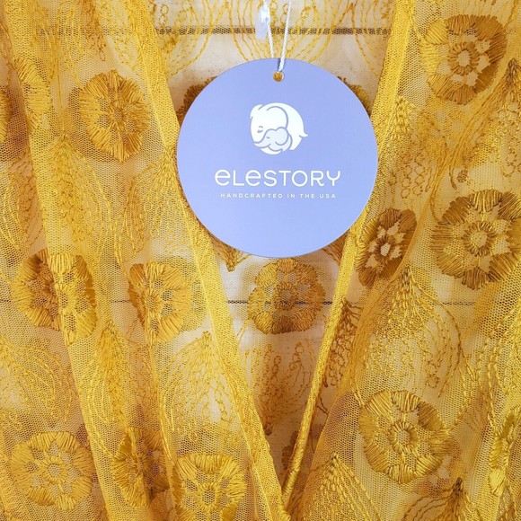 Elestory Enchanted Lace Embroidered Floral Maxi See Through Dress Size XL NWT - Picture 6 of 9